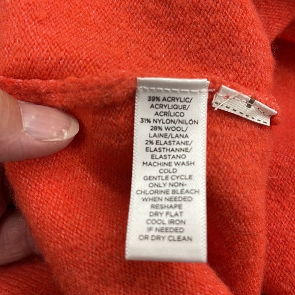 LOFT NWT Orange Melon Wool Blend Crew Neck Short Sleeve Sweater Size XXSP - Picture 8 of 9